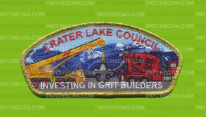 Patch Scan of Crater Lake Council 2024 Grit Builders CSP gold met border