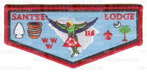 Patch Scan of Santee Lodge 116 WWW Flap Light Blue Background - Revised