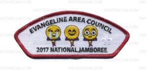 Patch Scan of Evangeline Area Council - 2017 National Jamboree - JSP (Crying, Smile, Surprised Emoji) Red Metallic
