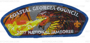 Patch Scan of 2017 National Jamboree - Coastal Georgia Council - Fire Breathing Dragon - left Facing Black Ghosted Background