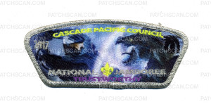 Patch Scan of Cascade Pacific Cascade Pacific Council 2017 National Jamboree Trustworthy JSP Silver Metallic Border
