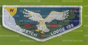 Patch Scan of Tah-Heetch Lodge 195 Flap Silver Metallic Border