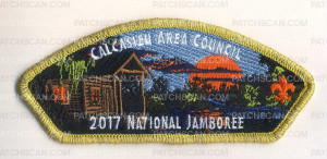 Patch Scan of 2017 National Jamboree - Calcasieu Area Council - Bayou Shack - Gold Metallic Border 