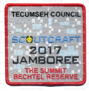 Patch Scan of Tecumseh Council Scoutcraft 2017 Jamboree Square Gray Background
