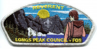 Reverent Longs Peak Council 2017 FOS CSP Silver Metallic Border Longs Peak Council #62 merged with Greater Wyoming Council