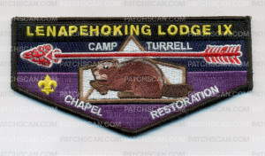 Patch Scan of Lenapehoking Lodge IX Camp Turrell OA Flap