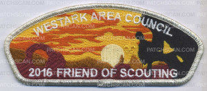Patch Scan of WESTARK AREA COUNCIL 2016 FRIEND OF SCOUTING SILVER METALLIC