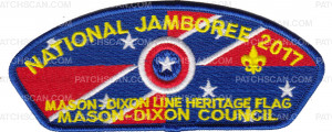 Patch Scan of 2017 National Jamboree - Mason Dixon Line - Heritage Flag - Blue Border 