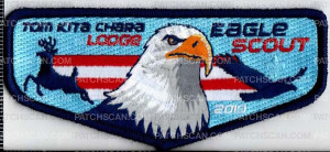 Patch Scan of Samoset Council Eagle Scout Tom Kita Chara