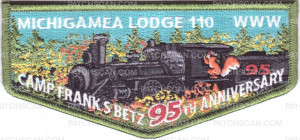 Patch Scan of Michigamea Lodge 110 WWW Camp Frank S Betz 95th Anniversary Flap