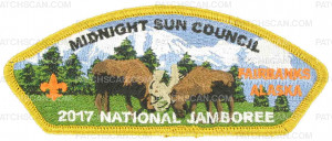 Patch Scan of 2017 National Jamboree - Midnight Sun Council - fighting moose - Gold 