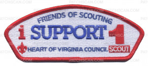 Patch Scan of FOS "I SUPPORT 1 SCOUTS" RED BORDER