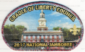 Patch Scan of Cradle of Liberty- 2017 National Jamboree - Independence Hall (Red, White &  Blue Border) 