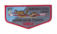 Guneukitschik Lodge Flap REORDER Mason-Dixon Council #221(not active) merged with Shenandoah Area Council