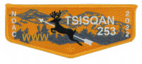 Tsisqan 253 NOAC 2022 gold & gray background flap Oregon Trail Council #697