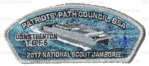 Patch Scan of 2017 National Jamboree- Patriots'  Path Council - USNS Trenton - Silver Metallic