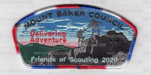 Patch Scan of Mount Baker Council - Delivering Adventure FOS 2020 - Red / White / Blue Border