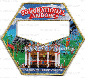 Patch Scan of Center Gold Mylar NEIC Six Flags 2017 National Jamboree