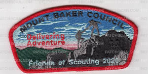 Patch Scan of Mount Baker Council - Delivering Adventure FOS 2020 - Red Border
