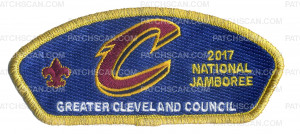 Patch Scan of Greater Cleveland Council 2017 National Jamboree Dark Blue Bkg Gold Metallic Border