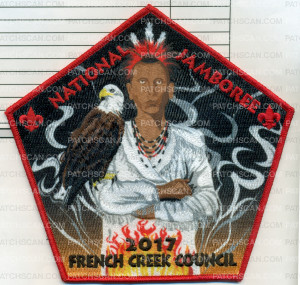 Patch Scan of French Creek Council- 2017 National Jamboree- Native American and Eagle Center (Red Border) 