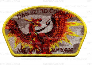 Patch Scan of Dan Beard Council- 2017 National Jamboree- Orange & Burgundy Dragon 