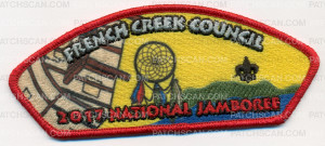 Patch Scan of French Creek Council- 2017 National Jamboree - Cabin and Dreamcatcher (Red Border) 