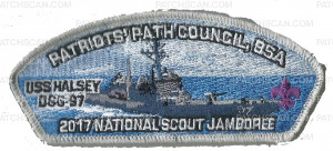 Patch Scan of 2017 National Jamboree - Patriots' Path Council - USS Halsey - Silver Metallic 