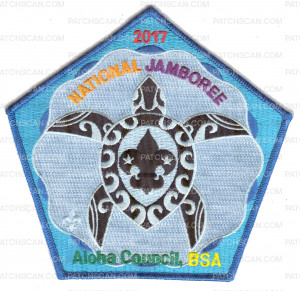 Patch Scan of Aloha Council- 2017 National Jamboree- Center Turtle (Blue) 
