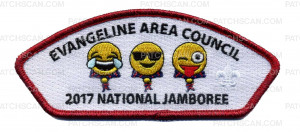 Patch Scan of Evangeline Area Council - 2017 National Jamboree - JSP (Happy Tears, Shades, Tongue Out) (Red Metallic)