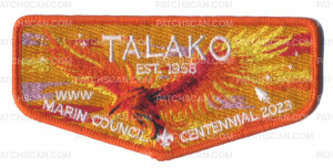Patch Scan of Talako Marin Council Centennial 2023 flap orange border