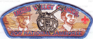 Patch Scan of Miami Valley Council - 2017 National Jamboree JSP - Wright Bros. Faces - Blue Metallic