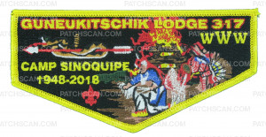 Patch Scan of Camp Sinoquipe 1948-2018 Flap (Guneukitschik Lodge 317)