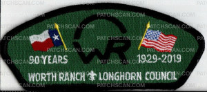 Patch Scan of Longhorn Council Worth Ranch 90 Years 1929 - 2019