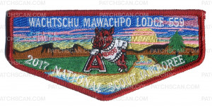 Patch Scan of 2017 National Jamboree - Wachtschu Mawachpo Lodge - OA Flap - Red Border 