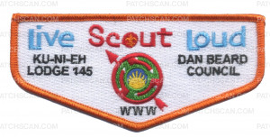 Patch Scan of Ku-Ni-Eh Lodge "Live Scout Loud" Flap 