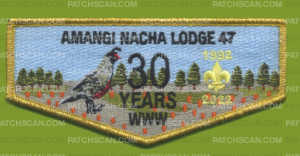 Patch Scan of Amangi Nacha Lodge 30 Years Flap (Gold Metallic)