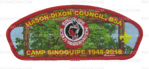 Patch Scan of Camp Sinoquipe 1948-2018 CSP (Camp Entrance) - Yellow Border