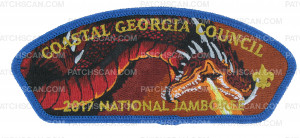 Patch Scan of 2017 National Jmaboree - Coastal Georgia Council - Red Dragon Black ghosted background