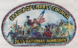 Patch Scan of Cradle of Liberty- 2017 National Jamboree- Crossing the Delaware River (Red, White and Blue Border) 
