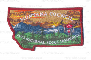 Patch Scan of MONTANA COUNCIL - 2013 JAMBOREE STATE SHAPE PATCH (RED BORDER)