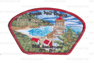Patch Scan of K122947 - OREGON TRAIL COUNCIL - 90TH ANNIVERSARY LIGHTHOUSE CSP (MAROON BORDER)