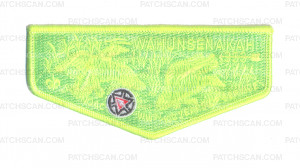 Patch Scan of K124407 - COLONIAL VIRGINIA COUNCIL - WAHUNSENAKAH 333 FLAP GREEN PF9 (100TH LOGO)
