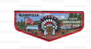 Patch Scan of Qiunipissa - 100th Anniversary Scout Show - Istrouma Area Council - Red Border