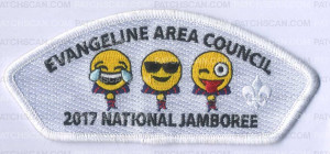 Patch Scan of Evangeline Area Council - 2017 National Jamboree - JSP (Happy Tears, Shades, Tongue Out Emoji)