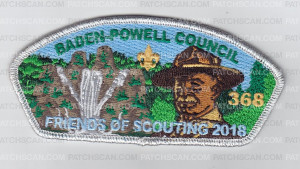 Patch Scan of Baden Powell Council Friends of Scouting 2018 Special - Silver