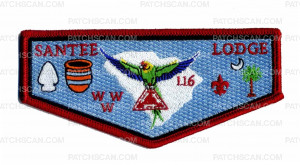 Patch Scan of Santee Lodge 116 WWW Flap Light Blue Background