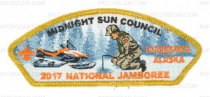 Patch Scan of 2017 National Jamboree - Midnight Sun Council - Ice Fishing - Gold Border