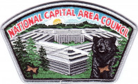 NCAC Bear Wood  Badge CSP Silver Border National Capital Area Council #82