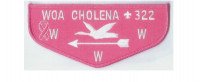 Woa Chholena lodge flap with pink ribbon and aborder Mobile Area Council #4